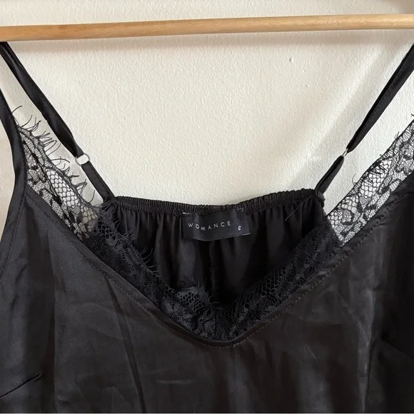 Womance Black Satin & Lace Cami – Size Small - Picture 4 of 4